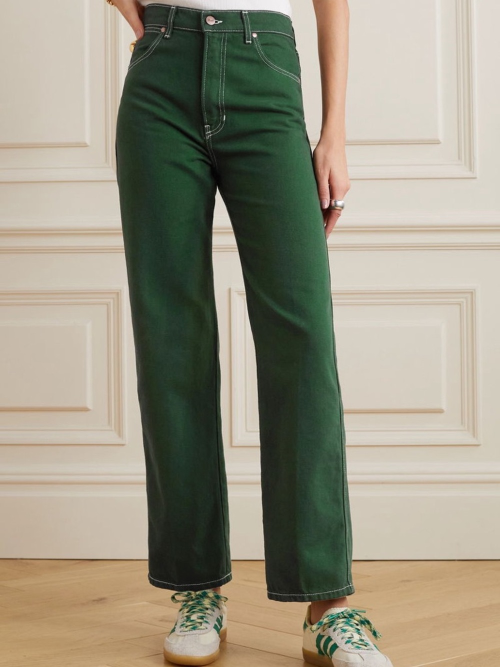 Reformation Cowboy Straight-Leg Jeans - Emerald Green Denim
